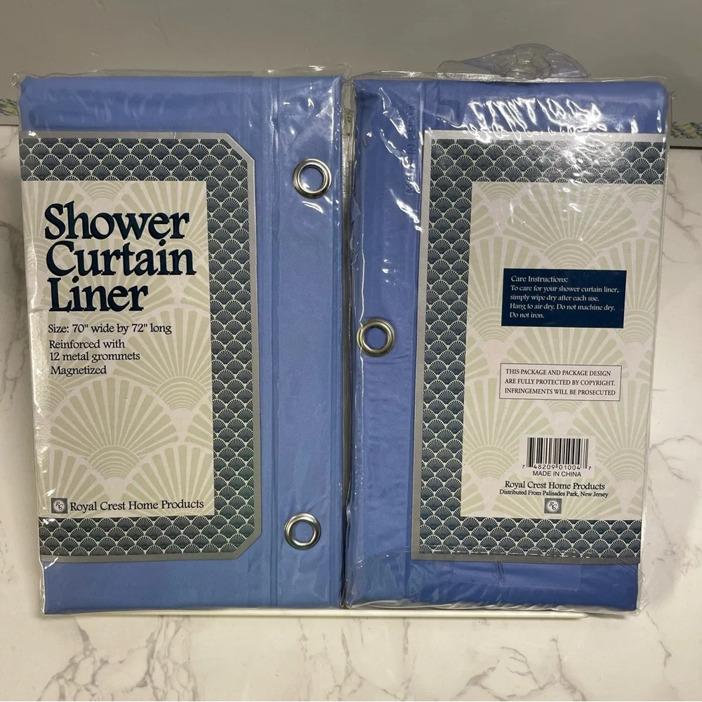 Shower curtain liners, set of 2, blue, Royal Crest, 70x72, NWT